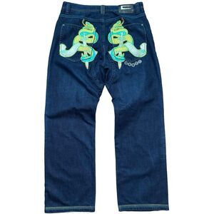 Rare VTG Coogi Denim Jeans Mens Sz 38x34 Hip Hop Snake Baggy Wide Leg 90s Y2K